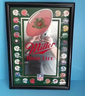 Vintage Mirror Miller HIGH LIFE Sign NFL 28 Teams Beer 20x15 • $149.95