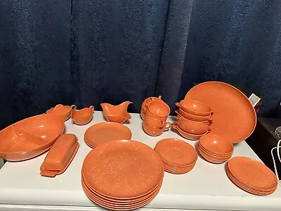 VTG 43 PC Melamine Melmac Dinnerware Set    Orange  VERY GOOD CONDITION • $65