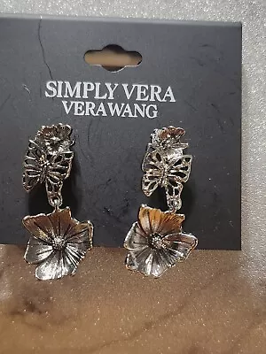 Simply Vera Vera Wang Silver Tone Post Flower Drop Earrings 1.5  New • $12