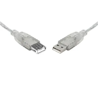 $23.95 • Buy 8Ware USB 2.0 Extension Cable 2m A To A Male To Female Transparent Metal Sheath
