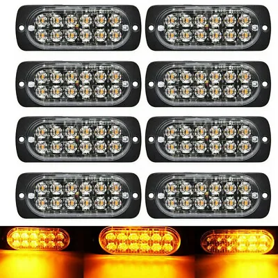 8P 12 LED Amber Car Truck Emergency Beacon Warning Hazard Flash Strobe Light Bar • $27.49