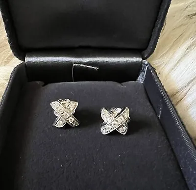 £1268.83 • Buy Tiffany & Co. 18K White Gold X Crossover Diamonds Stud Earrings