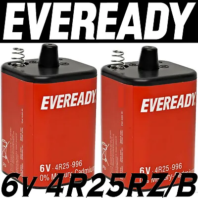 2x EVEREADY 4R25RZ/B 6v PJ996 Torch Lantern Battery 6 Volt 908 996 430 Batteries • £13.45