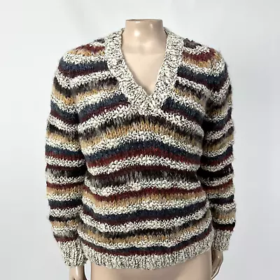 Vintage 80's Maglieria Women's Sweater S Mohair Wool Knit Chinky V Neck Italy H5 • $23.99