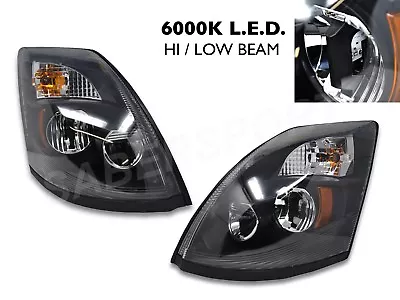 Set Of Pair Black 6000K LED Headlights For 2004-2017 Volvo VNX VNL • $724.99