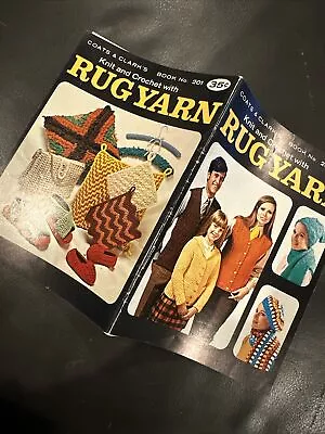 Vintage 1970 Coats & Clark's Book 201 Knit Crochet With Rug Yarn Snazzy Clothes • $3.50