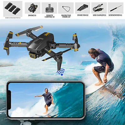 $43.94 • Buy 4K GPS Drone With HD Camera Drones WiFi FPV Foldable RC Quadcopter W/3Batteries