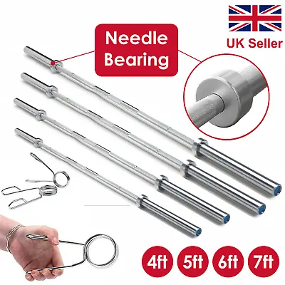 Olympic Barbell Bar 2  Inch Spring Clips Gym Weight Lifting 4FT 5FT 6FT 7FT • £30.99