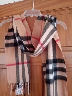 Burberry 100% Cashmere Scarf Made In Scotland Iconic Burberry Check Plaid NWT • £239