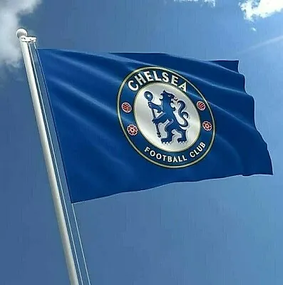 CHELSEA FC LARGE FOOTBALL WINDOW BANNER CLUB MAST FLAG 5 X 3ft OFFICIAL GIFT CFC • £10.45