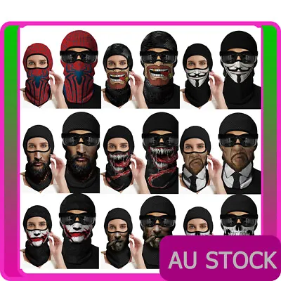 Balaclava Face Mask Clown Ghost Mask UV Dust Protective Joker Full Face Cover • $12.34