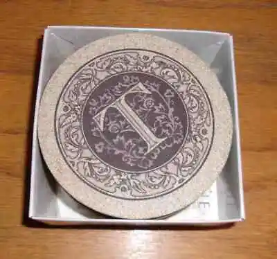 Set Of 4 Monogramed  T  Coasters  BY THRISTYSTONE Sandstone • $25