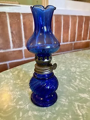 Vintage Cobalt Blue Glass Kerosene Lantern • $65