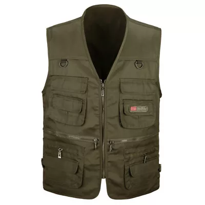 Plus Mens Multi Pocket Vest Hunting Fishing Waistcoat Body Warmer Jacket 3XL/4XL • £9.46