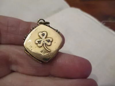 Antique Pocket Watch FOB Rose Gold Filled W Clover Diamonds & Monogram Locket • $24.99