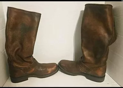 Women's FRYE 77609 Veronica Slouch Distressed Brown Leather Tall Riding Boots 6B • $75