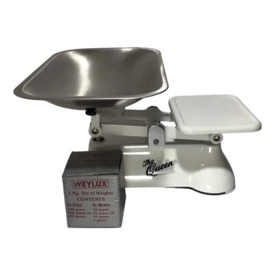 £59.99 • Buy Vintage Weylux The Queen White Weighing Scales & Brand New Set Of Weights