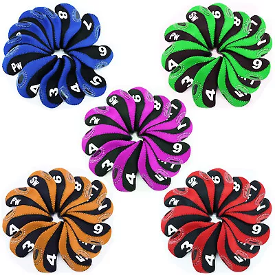 $19.99 • Buy 12Pcs/set Golf Club Iron Head Cover Protector Neoprene Golf Protective-Headcover