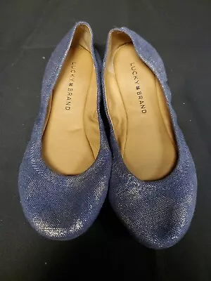 Lucky Brand Womens EMMIE Fabric Denim Sparkle Closed Toe Ballet Flats Shoes Sz 7 • $14.95