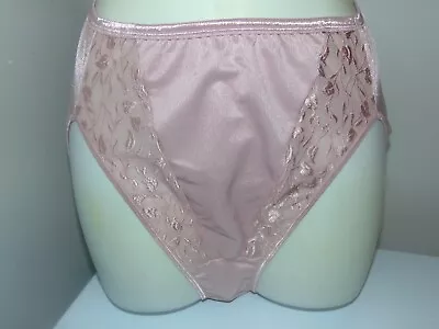 Vintage Vanity Fair  Dusty Pink Lace Trim  Hi Cut Pantie Size XL Style 48-136 • $30