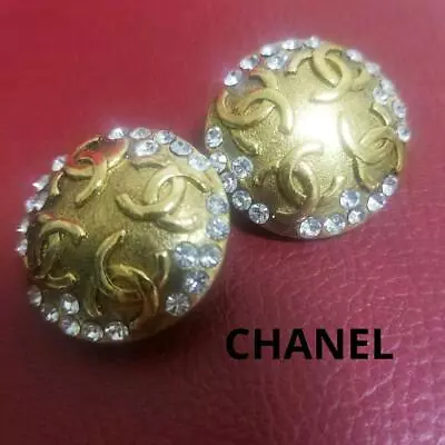 Chanel Earrings Coco Rhinestone Gold • £421.20