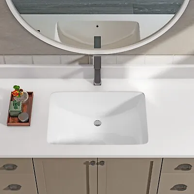 Sinber 19  X 14  Rectangular White Ceramic Undermount Vanity Bathroom Sink • $85.35