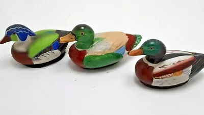 Jasco Mallard Wood Ducks Lint Remover Brushes Ceramic Decoy Figurine 1980s Lot 3 • $29.99