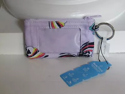 Vera Bradley Zip ID Case Key Ring Mini Wallet LAVENDER BUTTERFLIES NWT $15 • $12.75