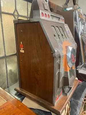$1600 • Buy Vintage Mills Novelty Co Black Red Cherry 5 Cent Antique Slot Machine.