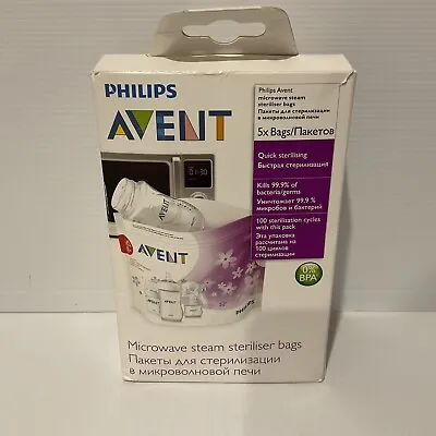 Philips Avent Microwave Steam Steriliser Bags X 5 BNIB Quick Sterilising • $8