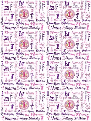 1st Birthday Personalised Gift Wrapping Paper Choose Colour ADD NAME • £4.19