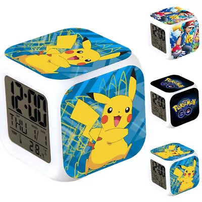 Pokemon Pikachu Cartoon 7 Color Changing Nightlight Alarm Clock Toy Kids Gift • $15.48