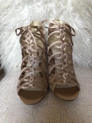 £115 • Buy Karen Millen Lace Champagne Taupe High Heel Shoes Silk | UK Size 4 (EU 37)