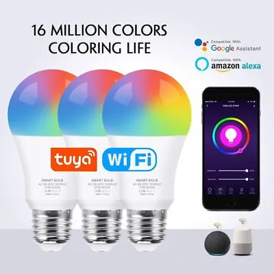 18W Tuya E27 Led Light Bulb RGB Wifi Lamp Works With Alexa Smart Home Decoration • $14.21