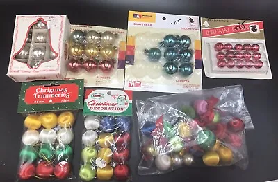 Lot Of Vintage Miniature Christmas Ornaments 25 Mm-15mm Glass And Spun Satin NOS • $29.99
