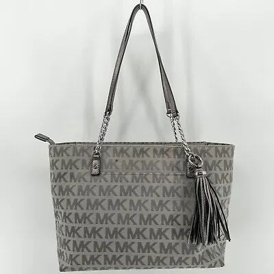 MICHAEL Michael Kors Shoulder Bag Gray MK Monogram Tassel Charm • $90