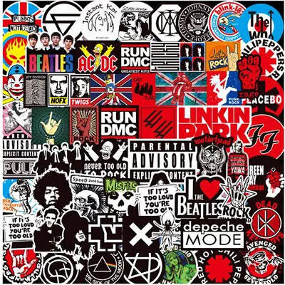 100x Rock & Roll Stickers Pack Skateboard Luggage Laptop Vinyl Graffiti Decals • £3.99