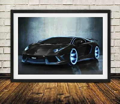 Styled Tron Lamborghini Aventador - High Quality Premium Poster Print • $34.95