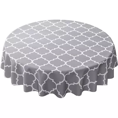 Round Waterproof Oil-Proof Table Cover Tablecloth Home Kitchen Table Vinyl Blue • $16.73