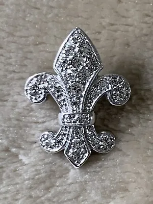 Vintage Sterling Silver Fleur De Lis Brooch Pin Pendant Signed 1  Tall 3.8 Grams • $19.99