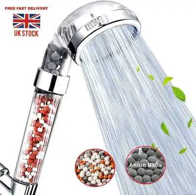 £5.99 • Buy New Shower Head 3 Mode High Pressure 40% Water Saving Filters Adjustable Ionic