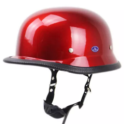 DOT Motorcycle Half Helmet Skull Cap For Scooter Chopper Gloss Red S/M/L/XL/XXL • $83.73