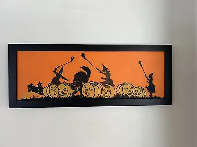 Antique / Vintage  Halloween Crepe Paper DECOUPAGED On Panel And Framed • $75