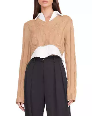 STAUD Duke Layered Look Cropped Sweater 5D 2599 • $113.95