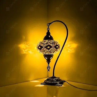 Turkish Moroccan Lamp Colorful Glass Mosaic Handmade Swan Neck Table Lamp Large • $55.79