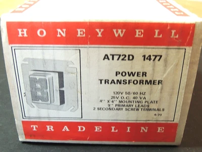 $16.95 • Buy Honeywell Trade 25 Volt O.C, 50/60 Hz, 40 VA Power Transformer AT72D 1477 - NIB
