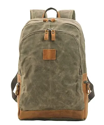Wuden 16.5” Waxed Canvass & Leather Backpack • $44.98