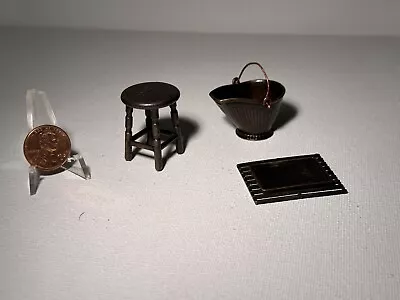 Vintage Miniature Copper Accessories Scuttle Bucket Stool Grill Pan Lot Of 4 Pcs • $9.80