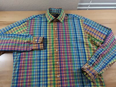 Polo Ralph Lauren Shirt Men's Large Multicolored Madras Regent Button Up • $19.99