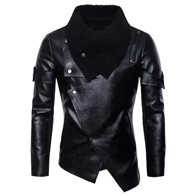 Men's Personality Irregular Punk Leisure Slim Locomotive Fashion Leather Jackets • $82.62